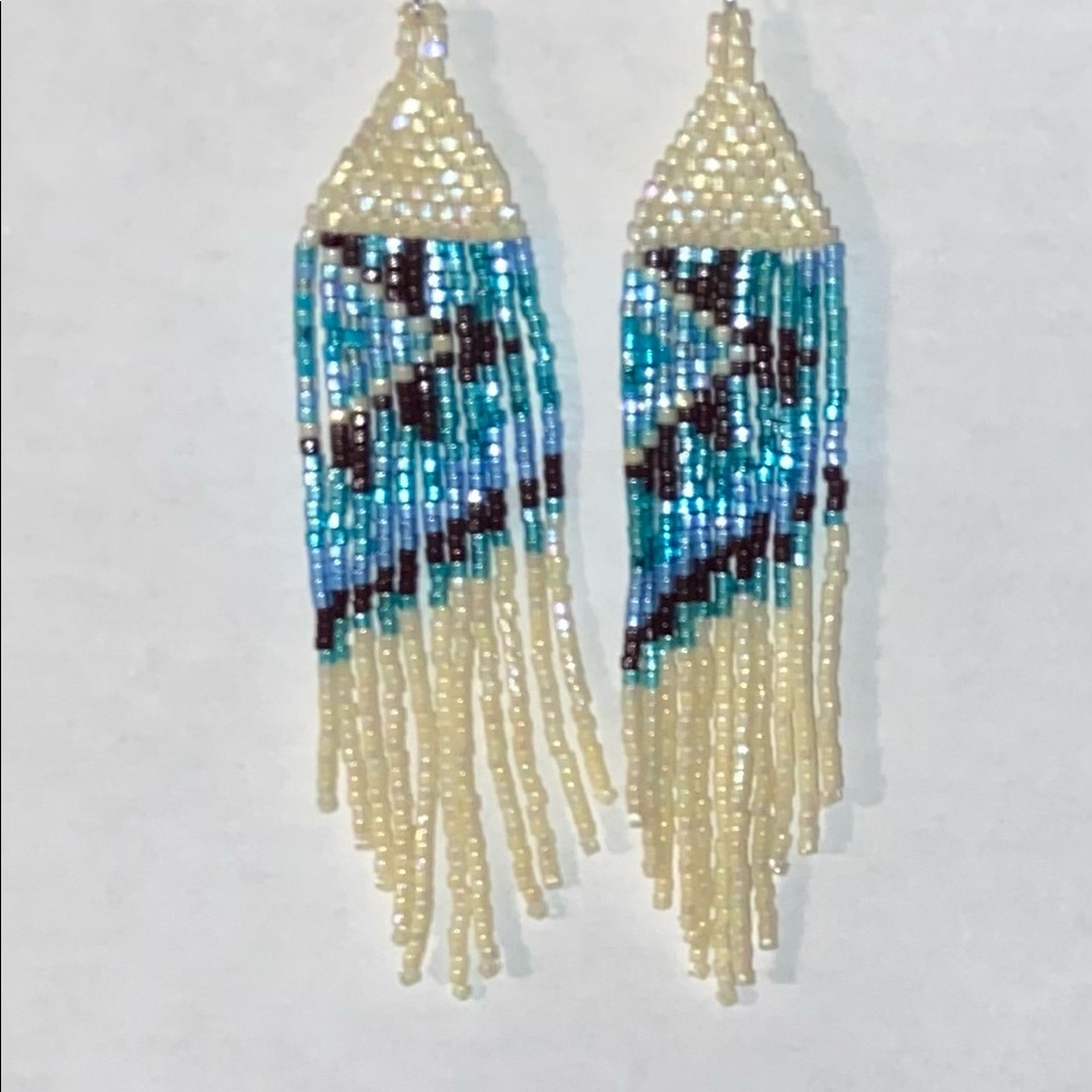 Handcrafted beaded earrings with fringe